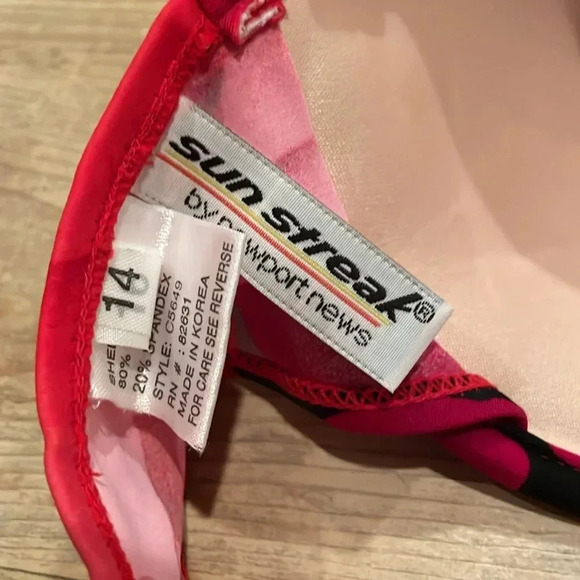 NWT Newport News Retro VTG Polynesian Red/Black floral Bikini Sz 14 - Picture 6 of 11